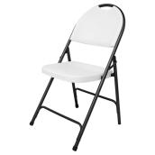 Chaise pliante Enduro Classique, résine, blanc, cadre métallique noir, 42 po L. x 17 po l. x 4 po H.