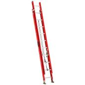 Louisville Ladder 20 ft Fiberglass Extension Ladder, load capacity 225 lbs. Type II duty rating