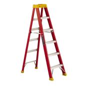 Louisville Step Ladder 6-ft 300-lb Load Capacity Fiberglass Red