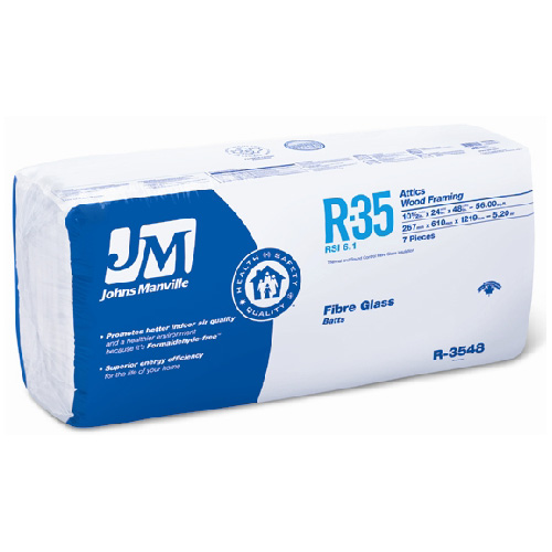 Johns Manville R35 Fibreglass Insulation - 8-sq. ft. - Unfaced - Formaldehyde-Free - Install in Ceilings