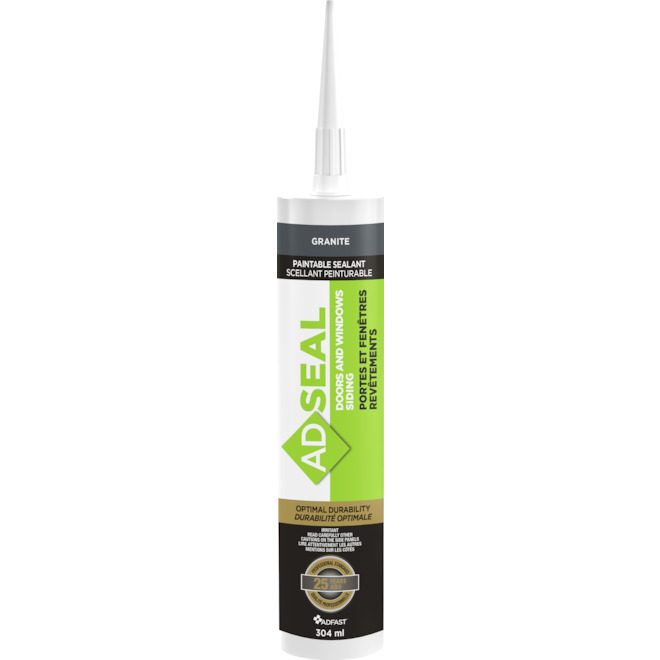 ADSEAL Hybrid Adhesive Sealant for Doors, Windows and Siding - Granite - 304-ml