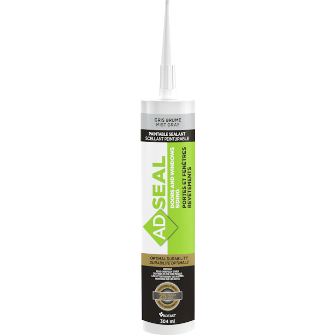 ADSEAL Hybrid Adhesive Sealant for Doors, Windows and Siding - Mist Gray - 304-ml
