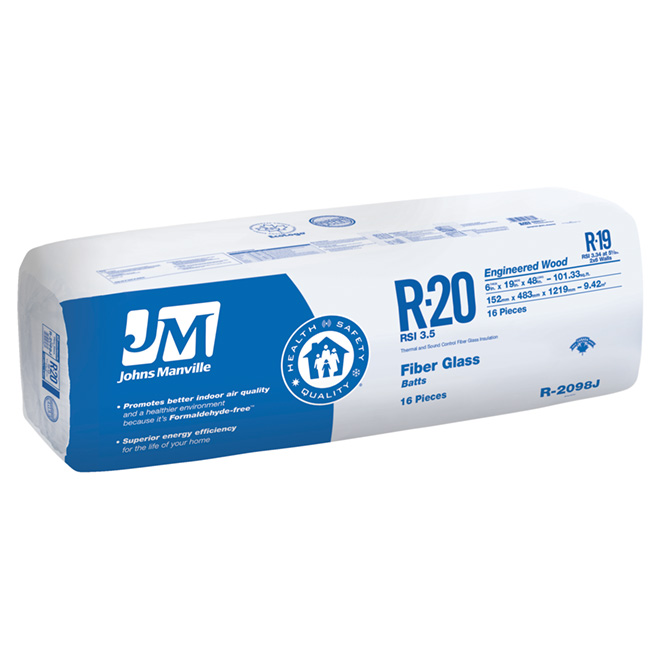 Johns Manville R20 Sound Attenuating Insulation - Fibreglass - Covers 101.3-sq. ft. - Formaldehyde-Free