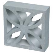Revelstoke Concrete Exterior Screen Block - Floral - Grey - 12-in W x 12-in L x 4-in H