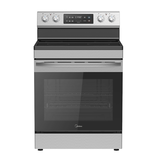 Midea Electric Range 30 W x 46,18 H x 27 D 6,3-ft³ 4-Burner Freestanding Stainless Steel