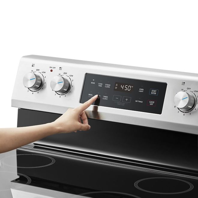 Midea Electric Range 30 W x 46,18 H x 27 D 6,3-ft³ 4-Burner Freestanding Stainless Steel