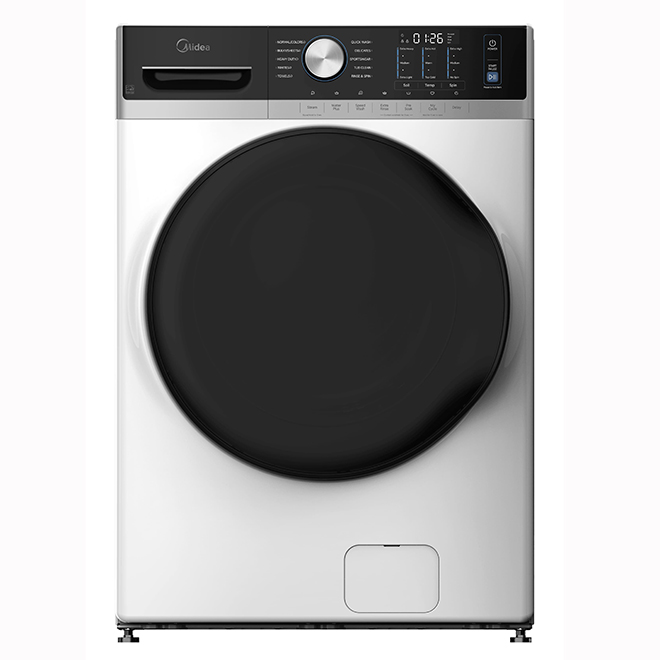 MIDEA Electric Washer 5.2-ft³ Front Load with Steam Care Cleaning and Speed Wash Functions - Metallic Grey