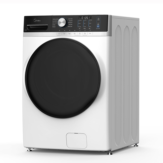 MIDEA Electric Washer 5.2-ft³ Front Load with Steam Care Cleaning and Speed Wash Functions - Metallic Grey