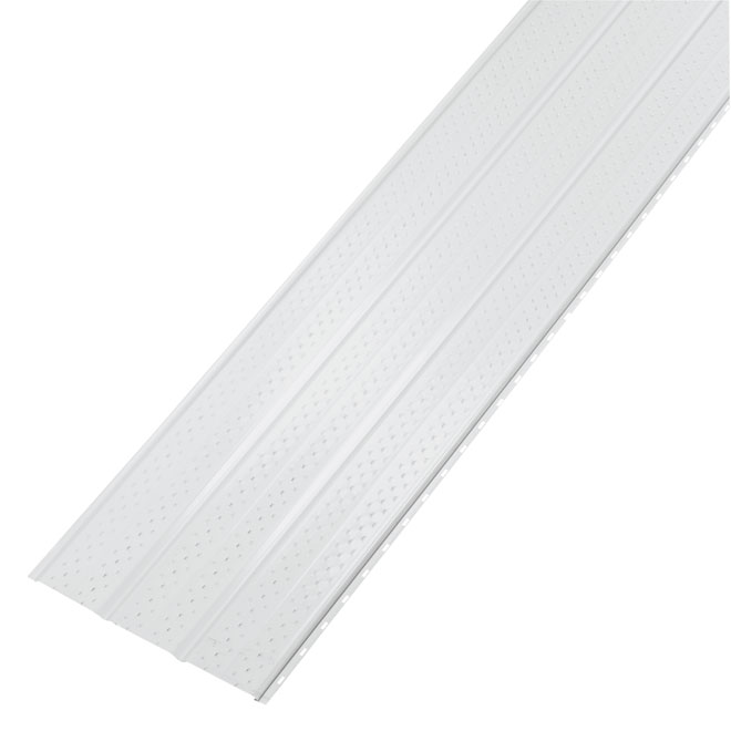 Soffite ventilé 3 planches SP-600 en aluminium Kaycan, Polycoat 9000, blanc semi-lustré, 12 pi de long x 16 po de large