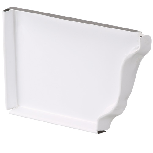 Capuchon d'extrémité gauche pour gouttière Kaycan en aluminium blanc semi-brillant de 5 po, 1 unité