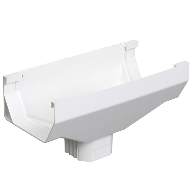 Kaycan White Vinyl U Snap Gutter Drop Outlet U11721 RONA   55395867 L 