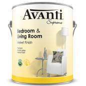 Avanti Supreme Interior Acrylic Latex Paint for Bedroom and Living Room - Ultra-Washable - Velvet - White - 3.78 L