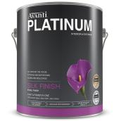 Avanti Platinum Acrylic Latex Paint and Primer in One - Water-Based - Silk - White - 3.78 L