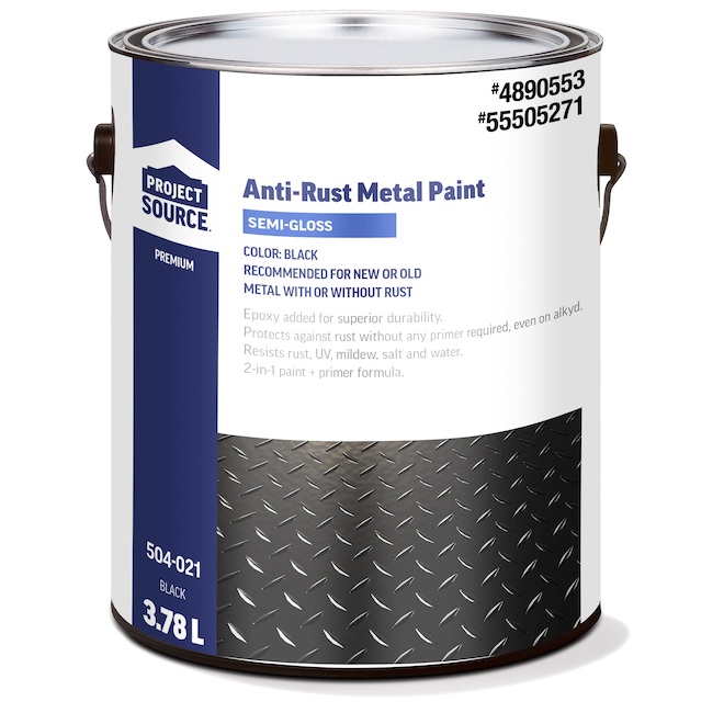 Project Source Anti-rust Paint, semi gloss finish, int/ext, black, 3.78L