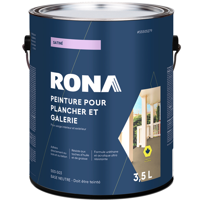 Peinture pour porche et planchers intérieur/extérieur satiné RONA, base neutre à colorer, 3,5 L