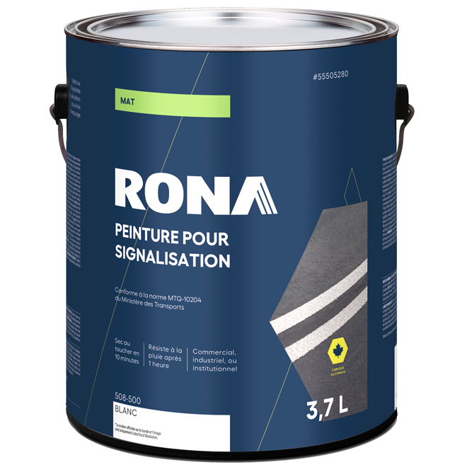 Peinture de marquage routier à l'acrylique blanche peu lustrée RONA 3,78 L