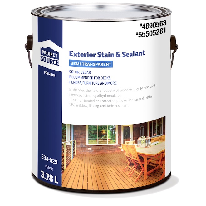 Project Source Premium Orange/Cedar Semi-Transparent Exterior Stain and Sealer in One - 3.78-L