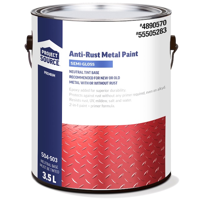 Project Source Anti-rust Paint, semi gloss finish, int/ext, neutral base, 3.5L