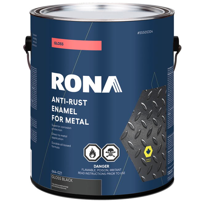 RONA L Anti-Rust Oil-Based Metal Enamel Paint Gloss Black