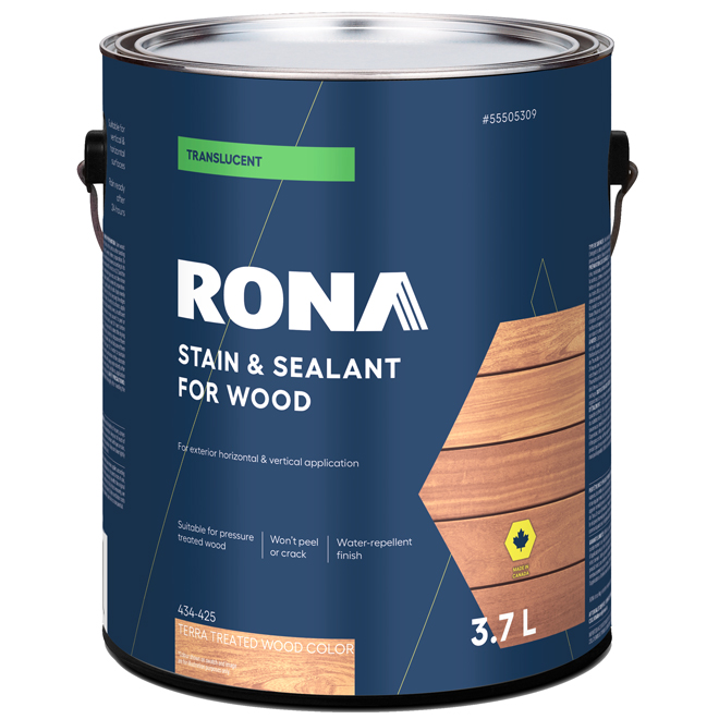 RONA 3.7 L Water-Based Water-Repellent Translucent Exterior Stain - Terra