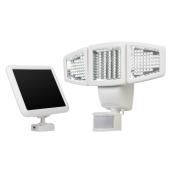Sunforce 180-Degree 3-Head Off-White Solar Powered LED Motion-Activated Flood Light with Timer