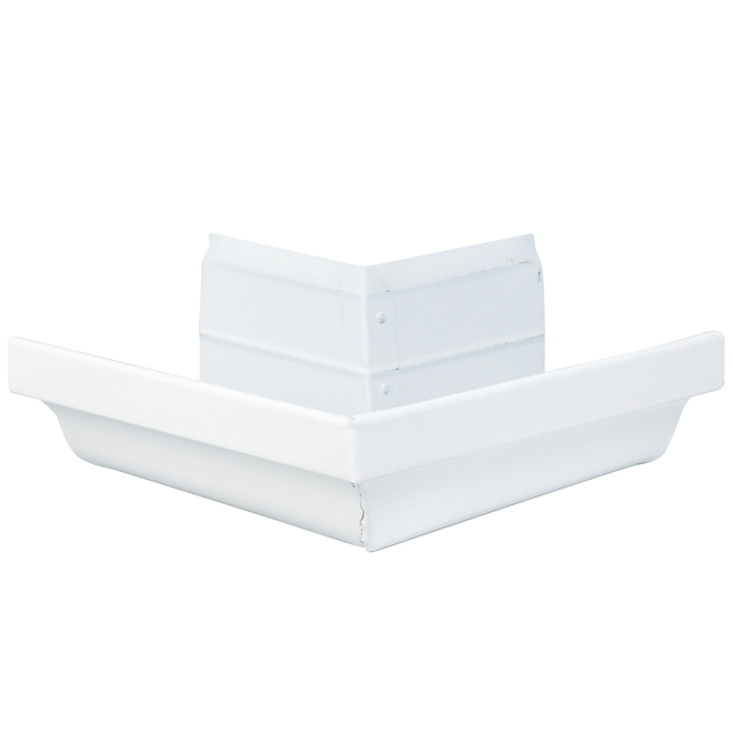 Primeau Hi-Bak Outside Corner Gutter - White - Galvalume Steel - 1 Per Pack