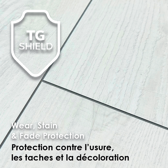 Plancher de vinyle SPC par Monument  de 7 po x 48 po x 5,5 mm couleur chêne gris, 21,51 pi²