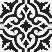 Carreau de vinyle autocollant géométrique noir et blanc par Style Selections, 12 po x 12 po