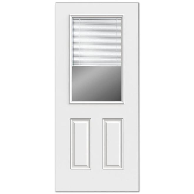 JELD-WEN Reliabilt 2-Panel Steel Entry Door - Mini Blinds Between Glass - 36-in x 80-in - Righthand - Off-White