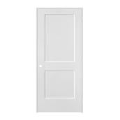 Metrie 24-in x 80-in Lefthand Primed 2 Panel Square Smooth Prehung Interior Door with Flat Jamb