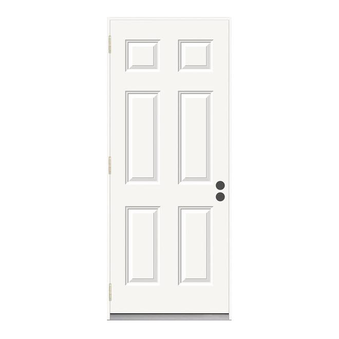 JELD-WEN Reliabilt 6-Panel Outswing Steel Entry Door 36-in x 80-in