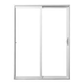 72-in x 80-in Clear Glass White Vinyl Right-Hand Sliding Patio Door with Screen