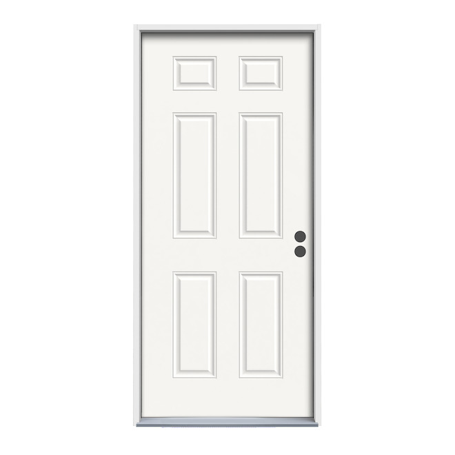 Jeld Wen Contours Steel Door Primed 32 In X 80 In 6 Panels Left Hand   56165980 L 