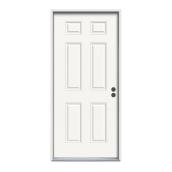 Jeld-Wen Contours Steel Door Primed 32-in x 80-in 6 Panels Left-Hand Swing