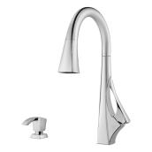 Pfister Venturi Polished Chrome Finish 1-Handle Pull-Down Kitchen Faucet with Soap Dispenser
