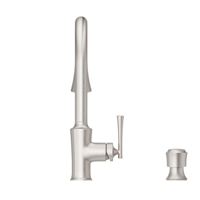 Pfister Antrom Spot Defense Brushed Nickel Pull-Down Kitchen Faucet with Deck Plate and Soap Dispenser