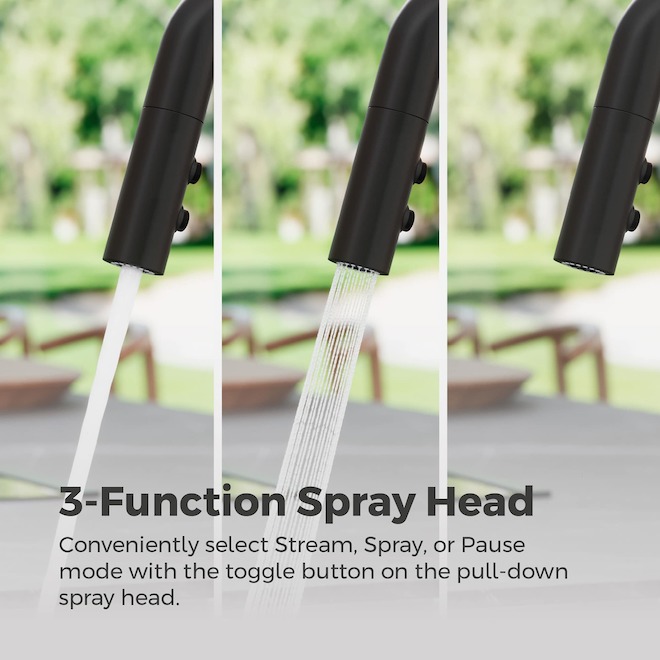 Pfister Buxton Matte Black Kitchen Faucet with Pull Down Sprayer, High Arc Single Handle with Optional Deckplate