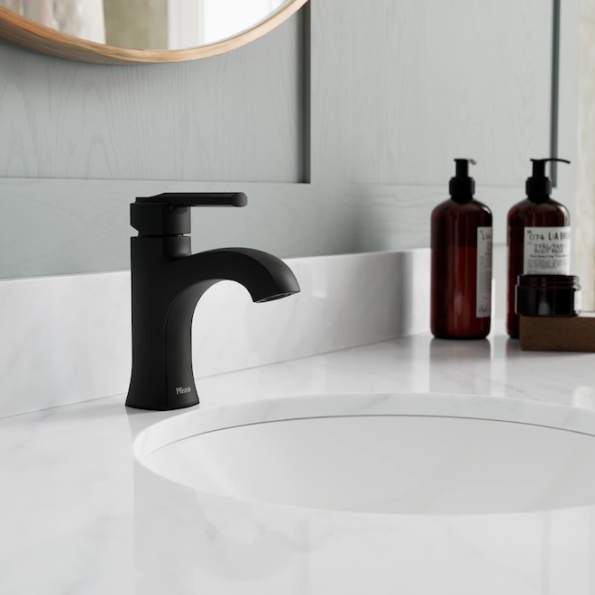 Pfister Vaneri Bathroom Faucet with 1 Handle and Push & Seal Drain - Matte Black