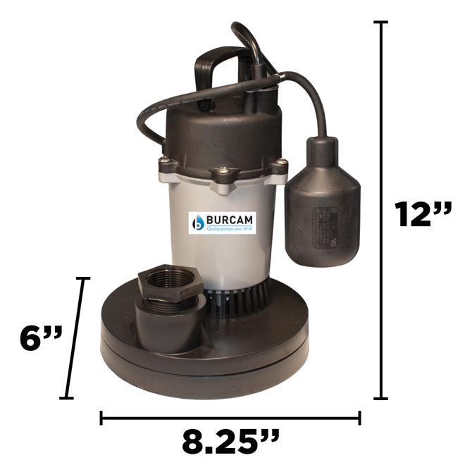 Burcam Submersible Sump Pump 1/2 HP 115 V