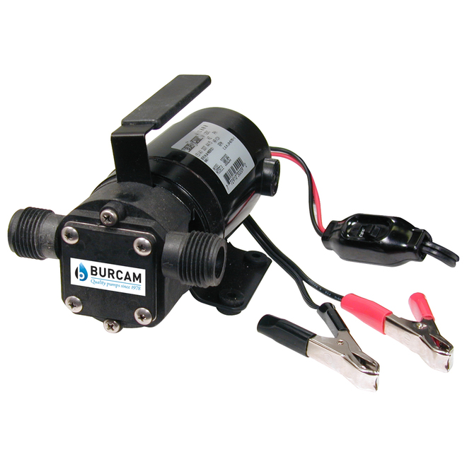 Burcam 12 V 1/10 HP Portable Utility Pump with Battery Clamps