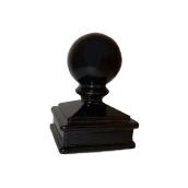 Capuchon de poteau carré, sphère, 2", aluminium, noir