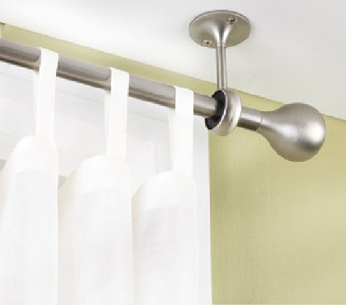Umbra Nickel Ceiling Bracket Set Of 2, Mounting Curtain Rods From Ceiling