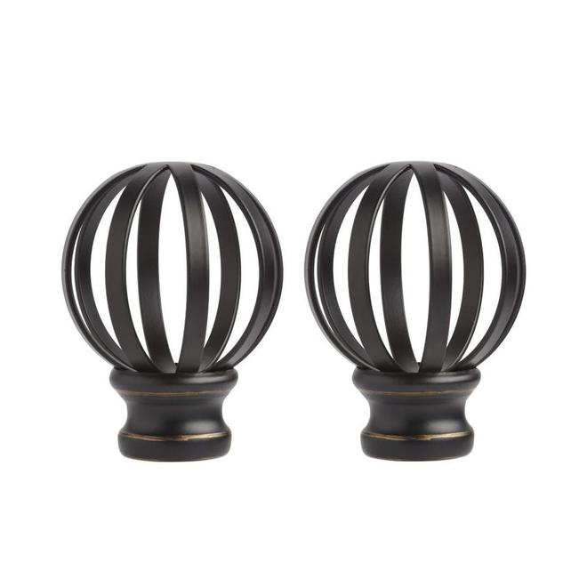 Umbra 2-Pack Black Steel Curtain Rod Finials