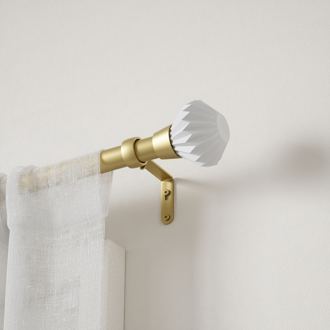 Umbra Pleat Stainless Steel Curtain Rod - Gold Finish and White Finials ...