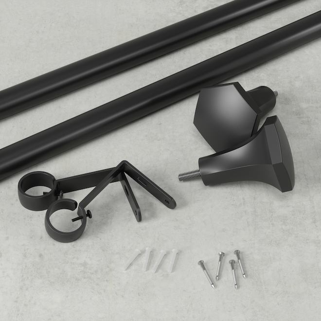 Umbra Sita Stainless Steel Curtain Rod - Matte Black - 36 to 72-in