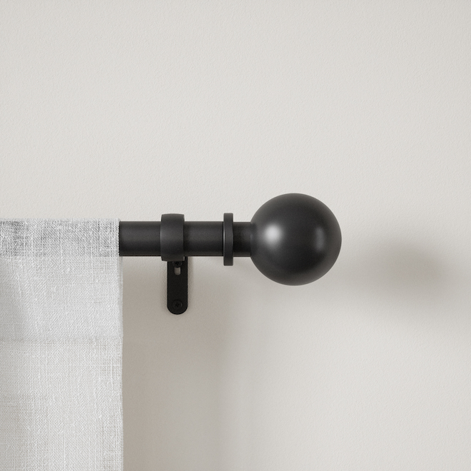 Umbra Bolas Stainless Steel Curtain Rod - Matte Black - 36 to 72-in