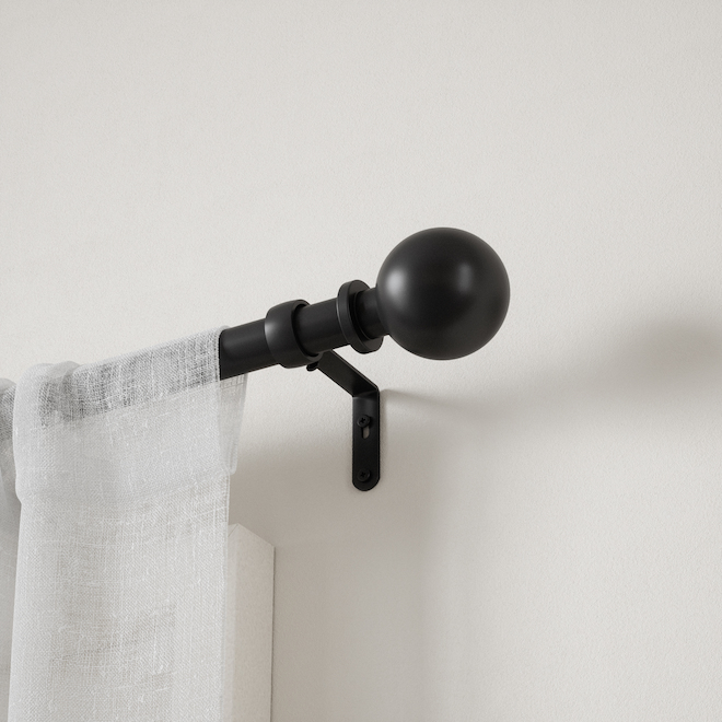 Umbra Bolas Stainless Steel Curtain Rod - Matte Black - 36 to 72-in
