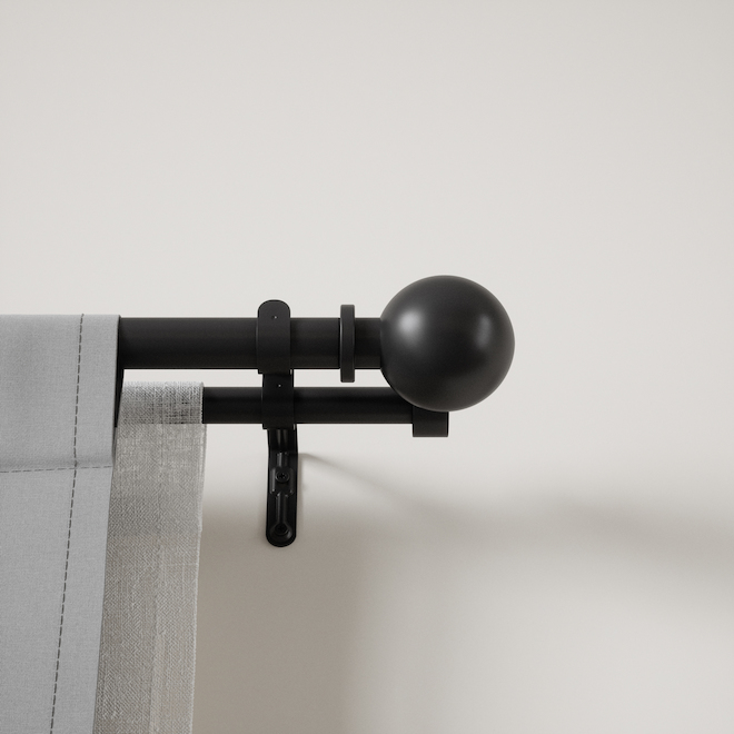 Umbra Bolas Double Adjustable Curtain Rod - Matte Black - 72 to 144-in