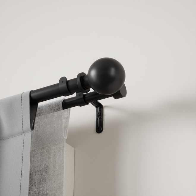 Umbra Bolas Double Adjustable Curtain Rod - Matte Black - 72 to 144-in