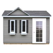 Riopel Mauricie Storage Shed - Gray Siding - White Trim - Gable Style
